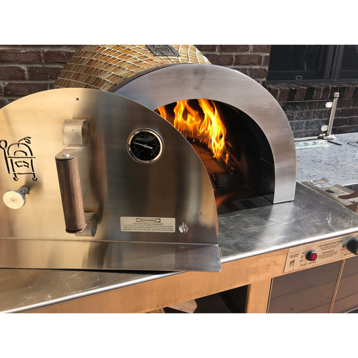 HPC Fire Forno Series Outdoor Pizza Oven, Portable Outdoor Oven with Cart, Glass Tiled Oven, Hybrid Outdoor Oven, Dual Fuel Oven, Wood Fired Pizza Oven | Forno De Pizza