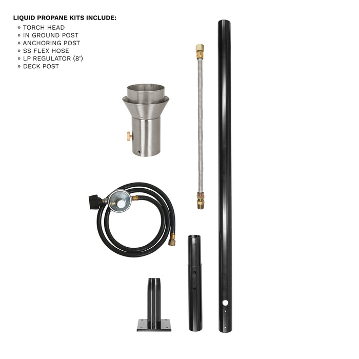 The Outdoor Plus Tiki Torch & Post Kit, Match Lit Ignition Fire Torch, Gas Fire Torch, Liquid Propane Fire Torch, Stainless Steel Fire Tiki Torch, Torch for Pathway Lighting