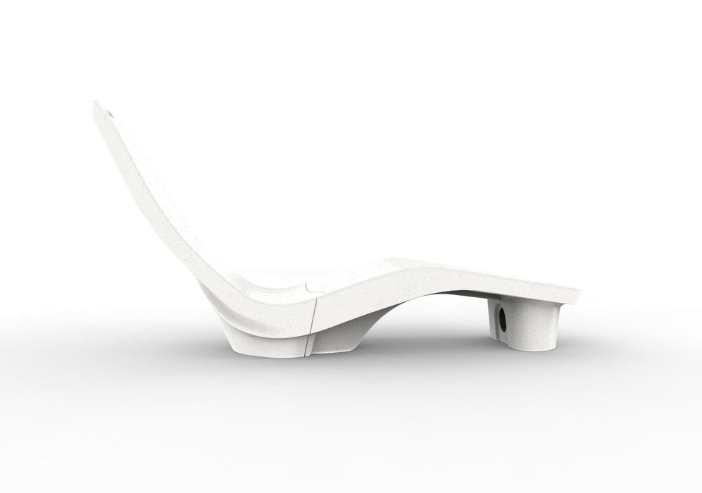 Side View of White Granite TenJam Laylo Lounger on a white background