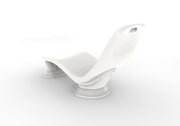 Rear View of White TenJam Laylo Lounger with 4 in riser on a white background