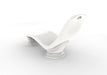 Rear View of White TenJam Laylo Lounger with 4 in riser on a white background