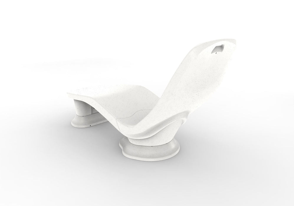 Rear View of White Granite Laylo Lounger with 4 in riser on a white background