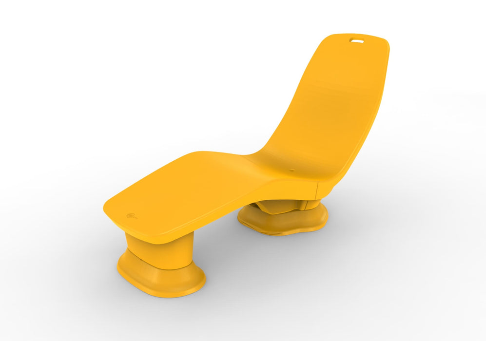 Yellow TenJam Laylo Lounger with 4 in riser on a white background