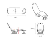 Technical drawing of Laylo Lounger with 4 in riser with dimensions labeled