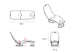 Technical drawing of Laylo Lounger with 4 in riser with dimensions labeled
