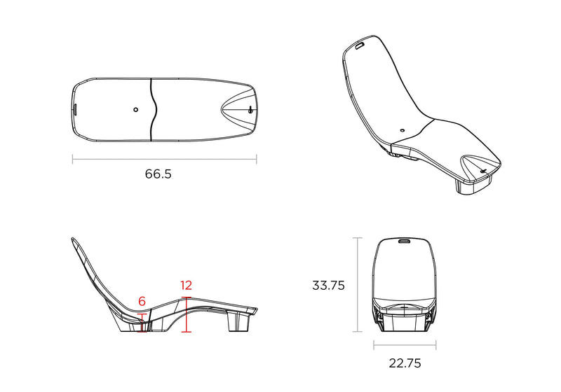 Technical drawing of a product with dimensions labeled