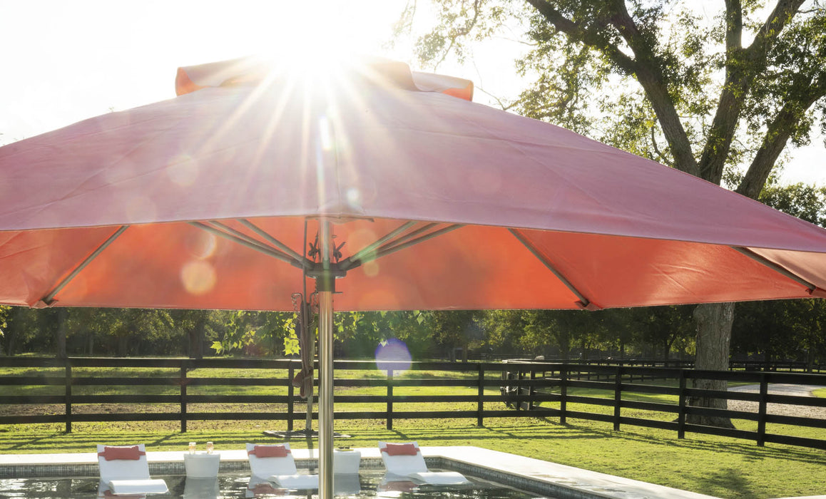 Ledge Lounger 10' Square Pulley Essential Fiberglass Umbrella