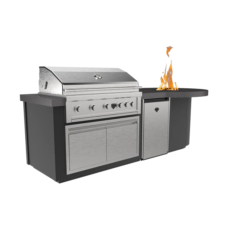 The Outdoor Plus 112" Luxe Complete Outdoor Kitchen Island with Firepit