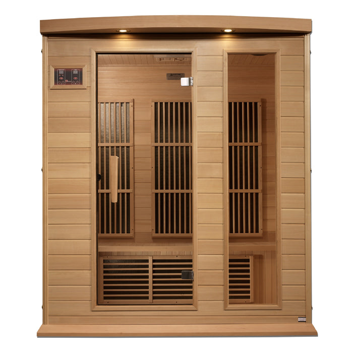 Golden Designs Maxxus 3 Person Near Zero EMF FAR Infrared Sauna - MX-K306-01-ZF HEM | Canadian Hemlock | Chromotherapy Lighting
