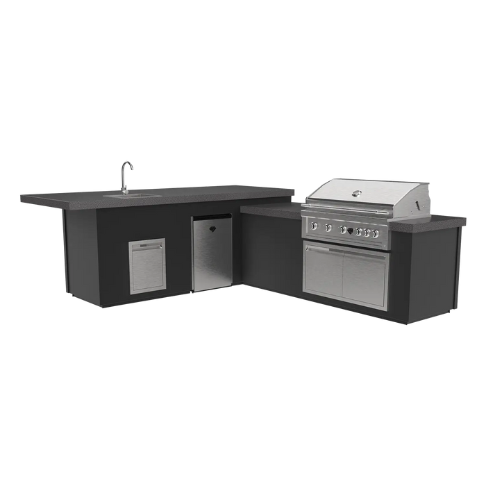 The Outdoor Plus Maestro 134L Complete Outdoor Kitchen Kit, Outdoor Kitchen Island, Complete BBQ Grill Island, Fully Integrated Outdoor Cooking and Entertainment Island