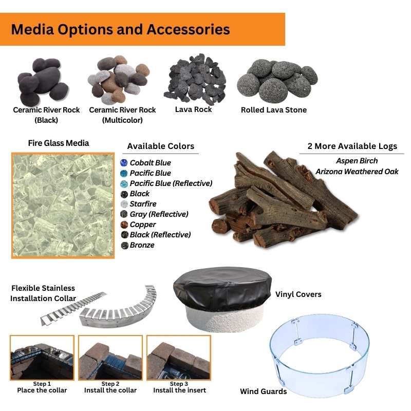 HPC Fire Round Flat Fire Pit Insert