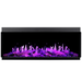 Electric fireplace with purple flames on a white background