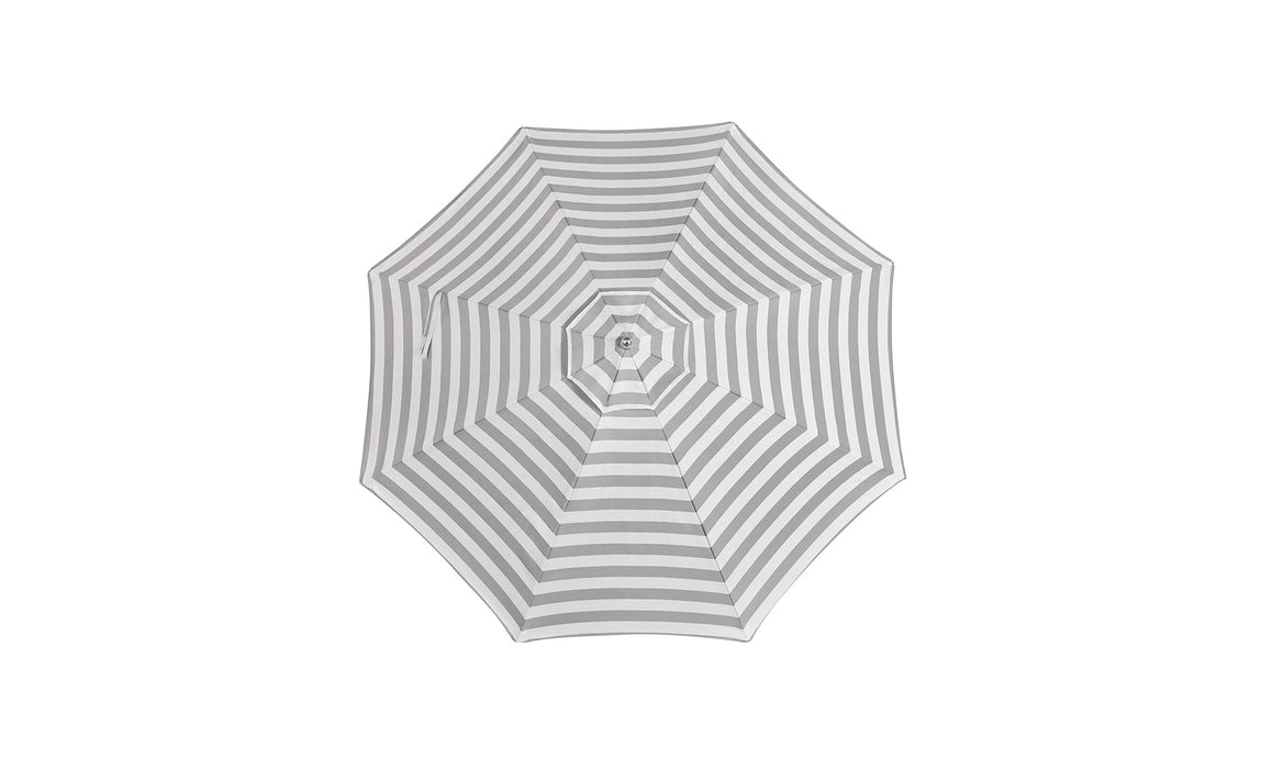 Birds eye view of a gray and white umbrella canopy for the signature umbrella by Ledge