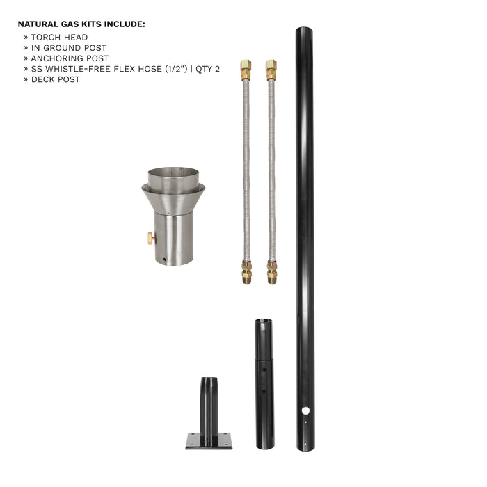 The Outdoor Plus Tiki Torch & Post Kit, Match Lit Ignition Fire Torch, Gas Fire Torch, Liquid Propane Fire Torch, Stainless Steel Fire Tiki Torch, Torch for Pathway Lighting