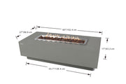 Light Gray Granville Fire Table shown on a white background with measurements