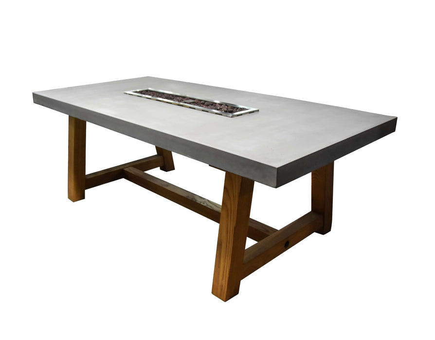 Elementi Sonoma Dining Table with concrete top and wooden legs on a white background