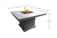 Elementi Birmingham Fire pit table with dimensions labeled on a white background