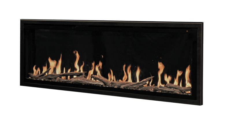 Modern electric fireplace with flames on a transparent background