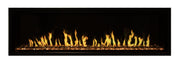 Artificial fireplace with flames on a black background