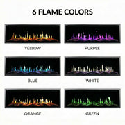 Six different flame color options displayed on a white background.