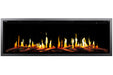 Electric Orion V2 Slim fireplace with glowing logs on a white background