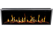 Electric Orion V2 Slim fireplace insert with glowing flames on a white background