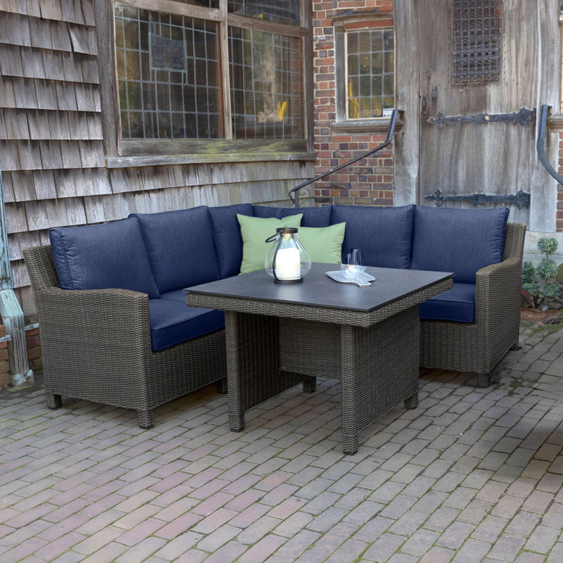 Palma Modular Wicker Corner Set with 37-inch Dining Table