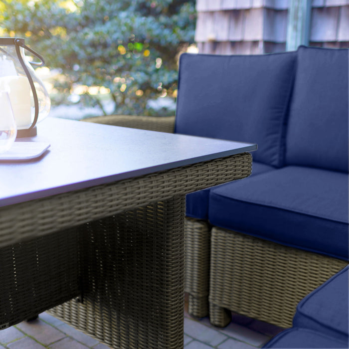 Palma Modular Wicker Corner Set with 37-inch Dining Table