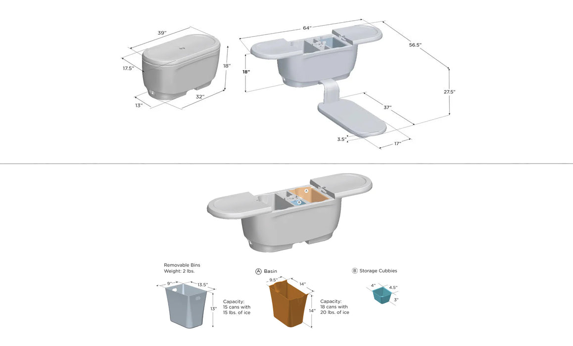 Ledge Lounger Party Pad, In-Pool Swim Up Bar, In Water Bar, Poolside Beverage Station, In-Water Beverage Station, In Pool Bar with Floating Table Amenity