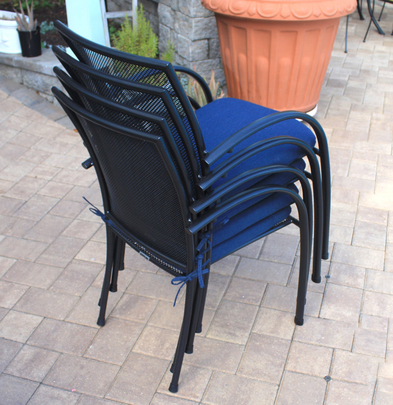 Pilano Wrought Iron Stackable Arm Chair - Set Of 6