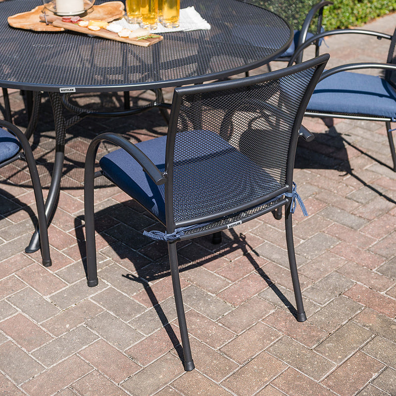 Pilano 7-Piece Round Wrought Iron Dining Set (60" Round Table with Umbrella Hole)