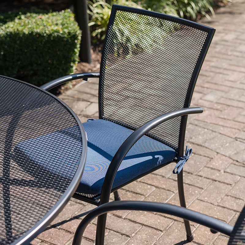 Pilano 7-Piece Round Wrought Iron Dining Set (60" Round Table with Umbrella Hole)