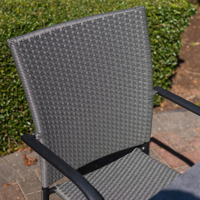 Pilano Woven Stackable Arm Chairs, Silver/Grey Weave - Set Of 6