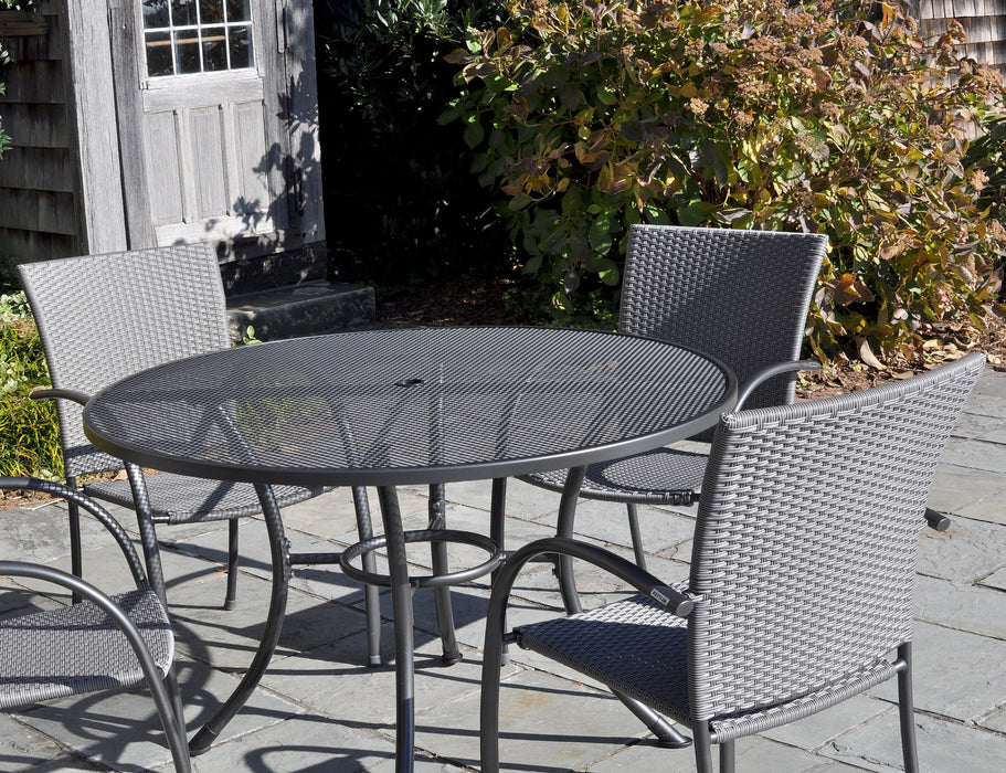Pilano Woven Stackable Arm Chairs, Silver/Grey Weave - Set Of 6
