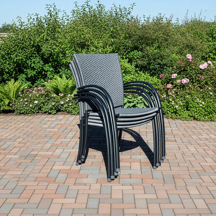Pilano Woven Stackable Arm Chairs - Set Of 4