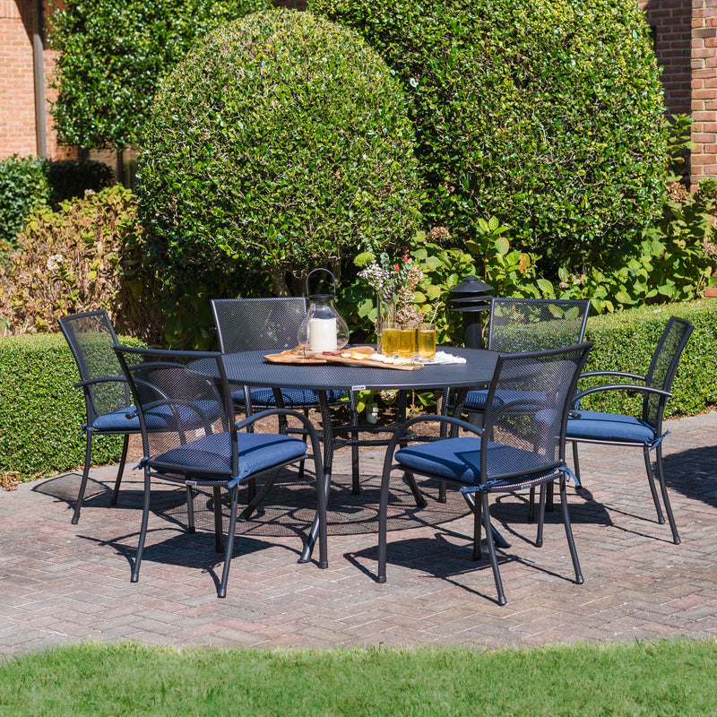 Pilano Wrought Iron Stackable Arm Chair - Set Of 6