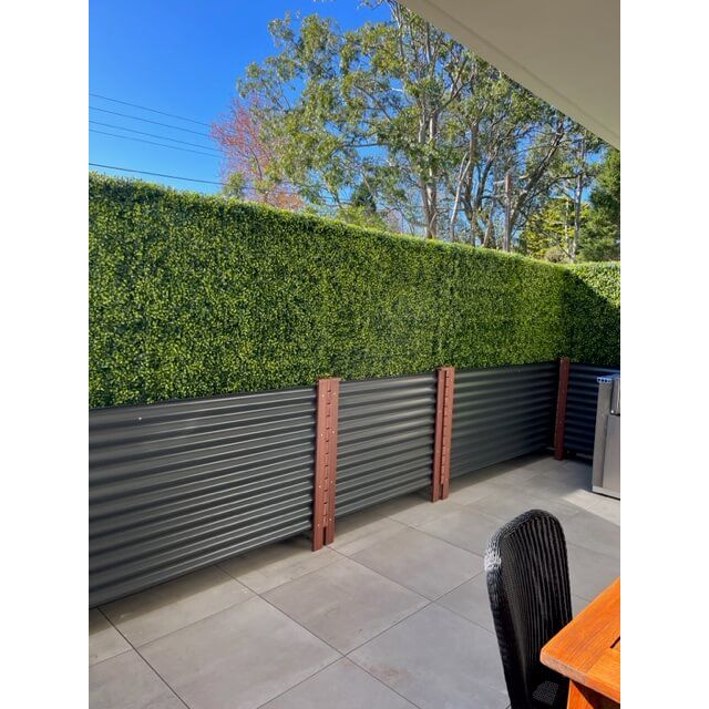 Large Artificial Boxwood Hedge for Privacy Screening With Planters