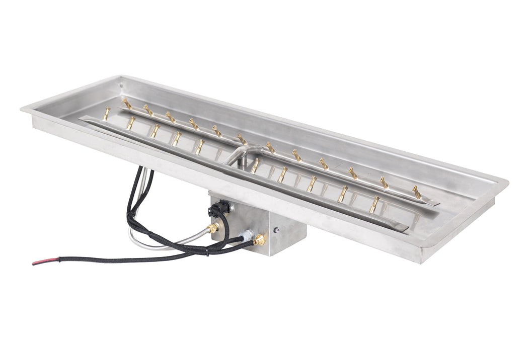 The Outdoor Plus Rectangular Drop-In Pan & H Bullet Burner - Fire Pit Insert