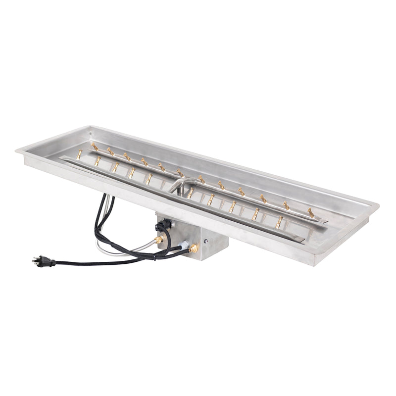 The Outdoor Plus Rectangular Drop-In Pan & H Bullet Burner - Fire Pit Insert