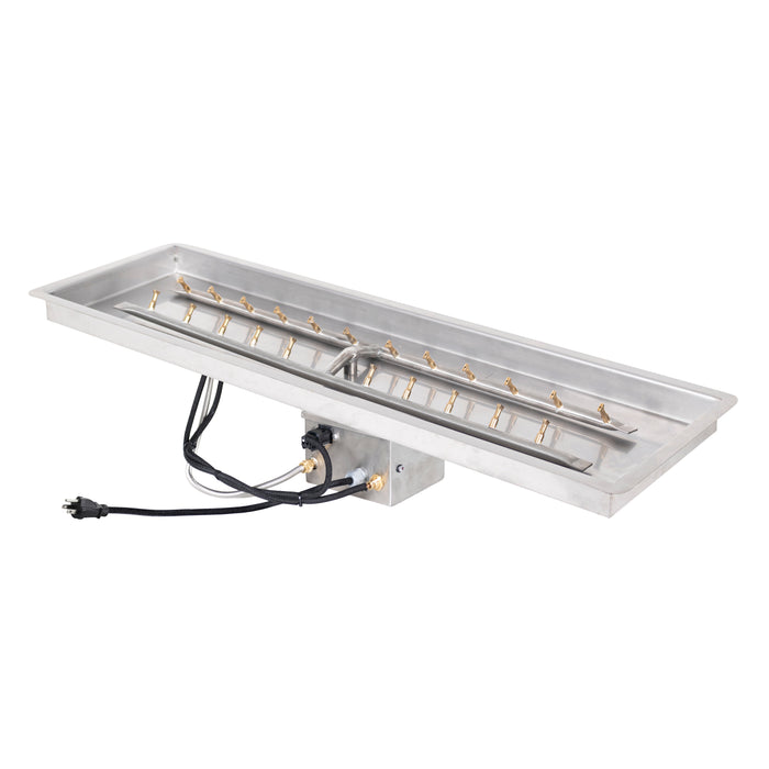 The Outdoor Plus Rectangular Drop-In Pan & H Bullet Burner - Fire Pit Insert