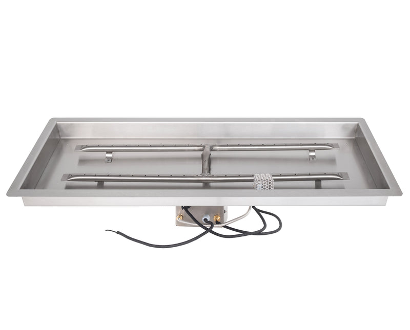 The Outdoor Plus Rectangular Drop-In Pan & Stainless Steel H-Burner - Fire Pit Insert