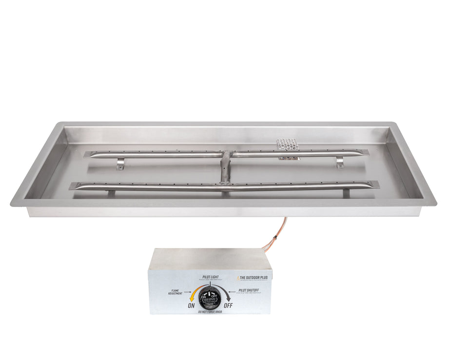 The Outdoor Plus Rectangular Drop-In Pan & Stainless Steel H-Burner - Fire Pit Insert