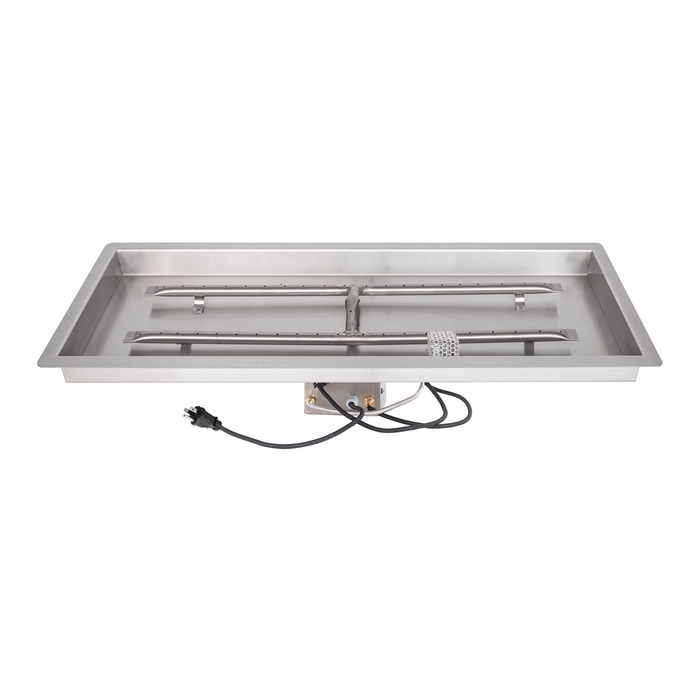 The Outdoor Plus Rectangular Drop-In Pan & Stainless Steel H-Burner - Fire Pit Insert