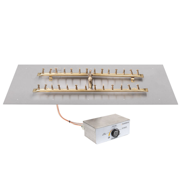 The Outdoor Plus Rectangular Flat Pan and H Bullet Burner - Fire Pit Insert