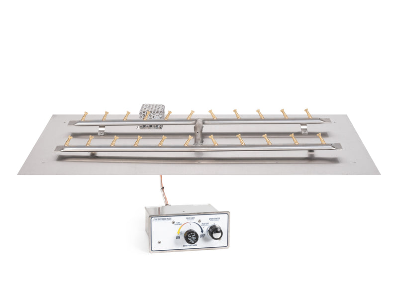 The Outdoor Plus Rectangular Flat Pan and H Bullet Burner - Fire Pit Insert