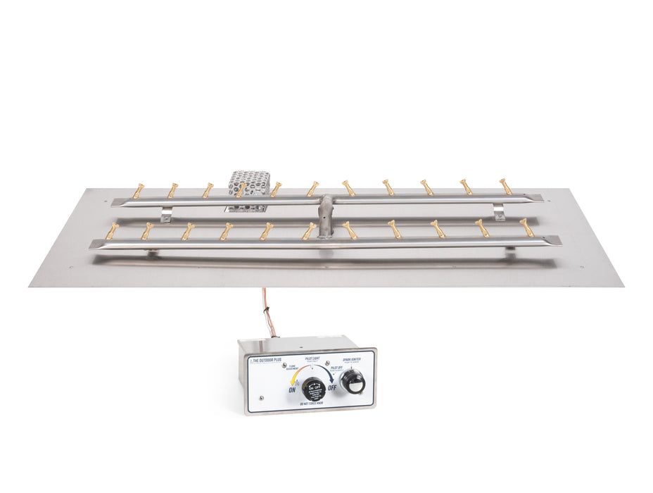 The Outdoor Plus Rectangular Flat Pan and H Bullet Burner - Fire Pit Insert