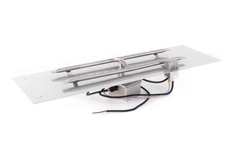 The Outdoor Plus Rectangular Flat Pan and Stainless Steel H-Burner - Fire Pit Insert