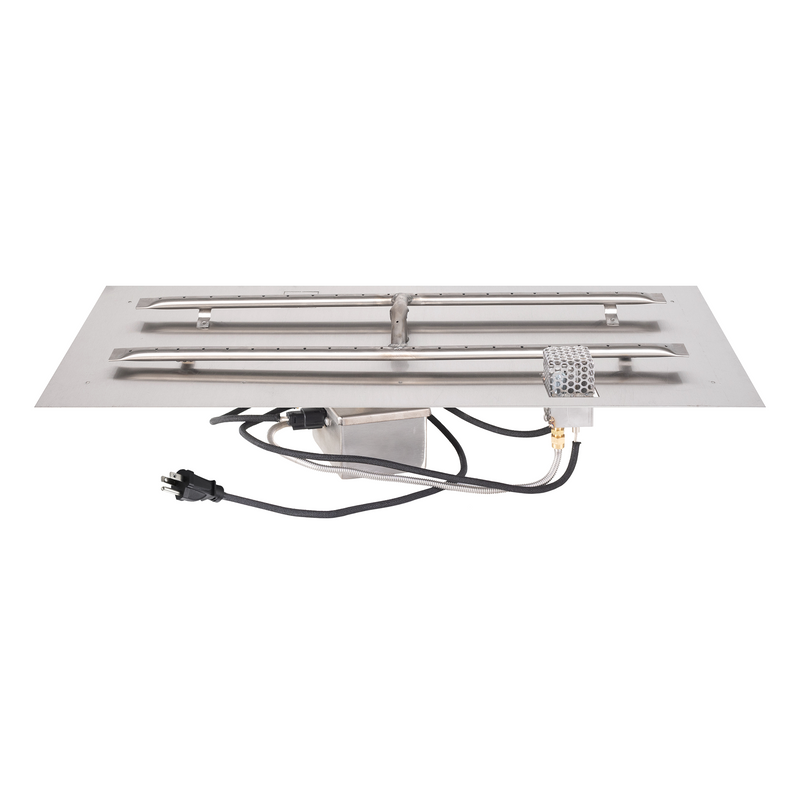 The Outdoor Plus Rectangular Flat Pan and Stainless Steel H-Burner - Fire Pit Insert