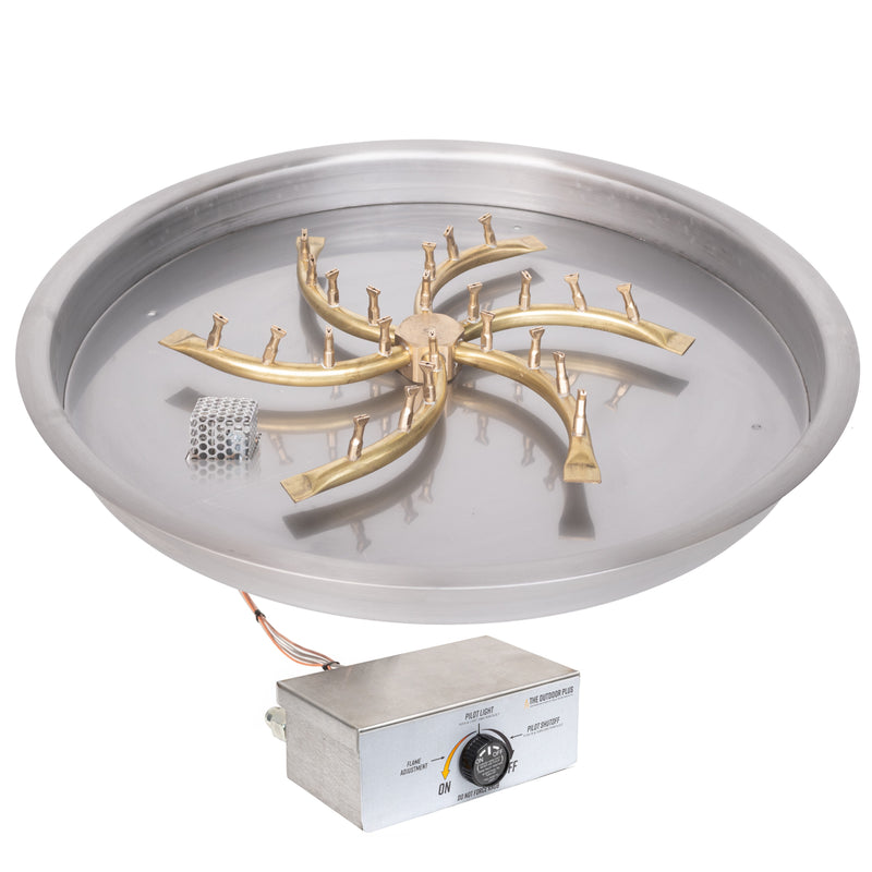 The Outdoor Plus Round Drop-In Pan & Triple S Bullet Burner - Fire Pit Insert