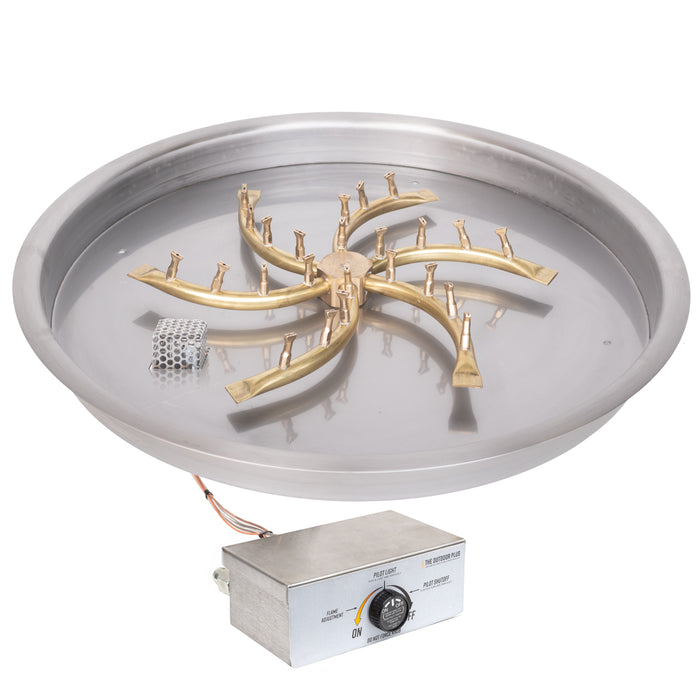 The Outdoor Plus Round Drop-In Pan & Triple S Bullet Burner - Fire Pit Insert